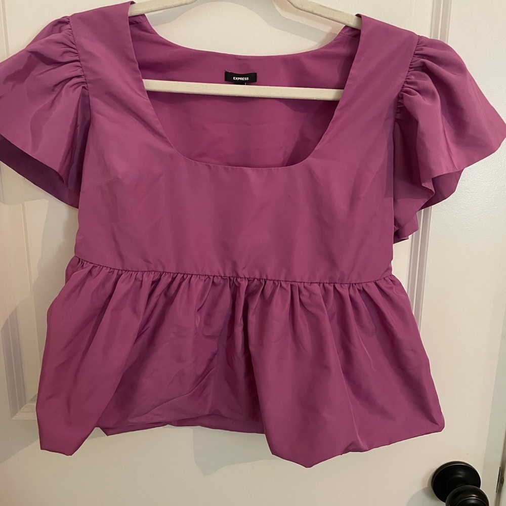 Express Purple Puff Sleeve Blouse